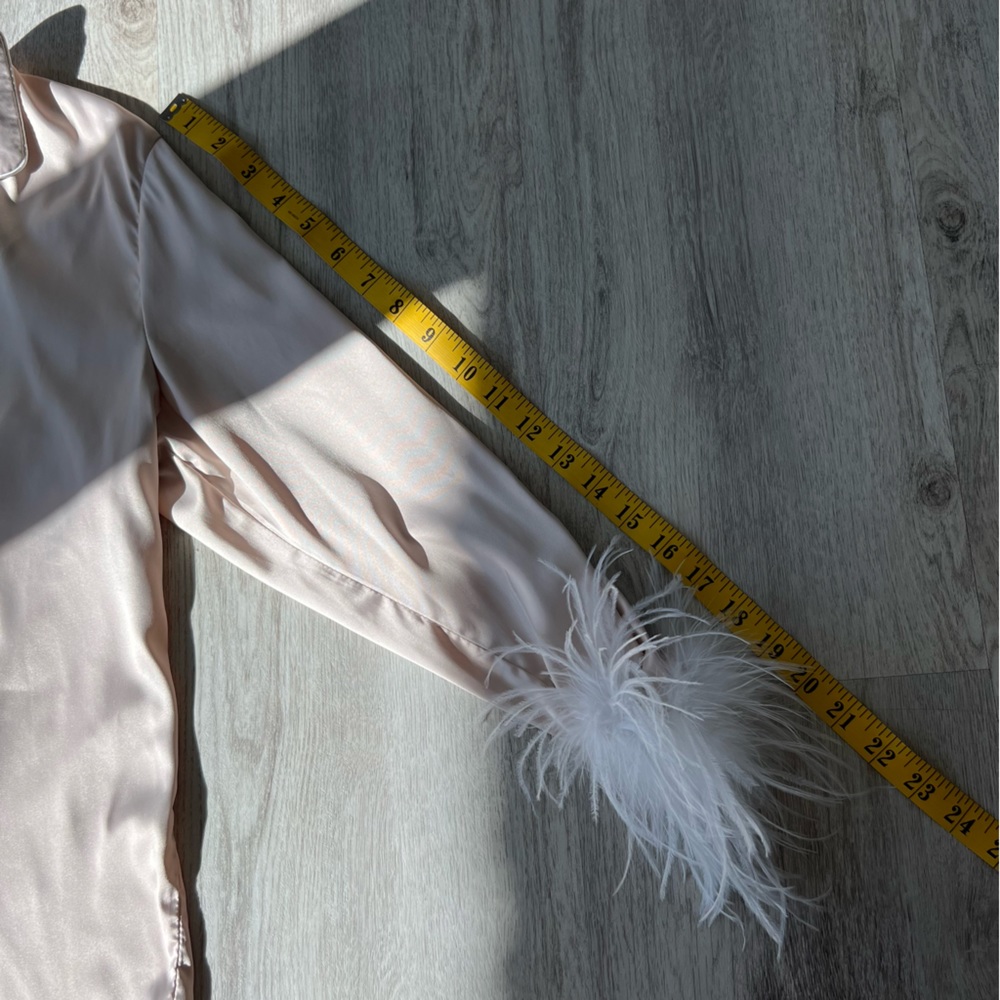 SOLD ❌ CREAM FEATHER DETAILED SILKY BLOUSE - Picture 9 of 13